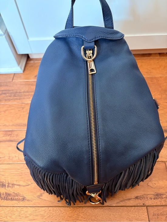 Rebecca Minkoff Fringe Leather Julian Backpack - Navy
